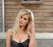 Jess Davies teases in her black lingerie outdoors 5