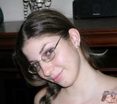 Amateur Brunette Freckled Face Teen Wearing Glasses 9