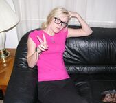 Hot Amateur Blonde Nerd Modeling And Spreading Nude