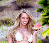 Brett Rossi poolside bikini strip tease