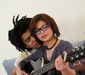 Cute brunette teen gets a creampie during a guitar lesson 4