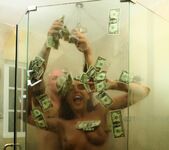 Super hot stripper fucks in a steamy shower filled with $$$ 6