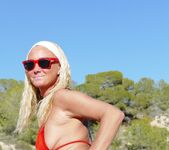 Natalie K - Outdoor public flashing in red bikini 4
