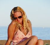 Natalie K - sunset topless on the public beach 5