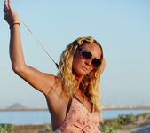 Natalie K - sunset topless on the public beach 6