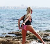 Natalie K - BTS selfies on the rocky beach front 7