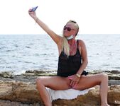Natalie K - BTS selfies on the rocky beach front 15