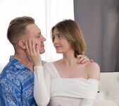 Russian brunette Fanky takes a creampie after anal