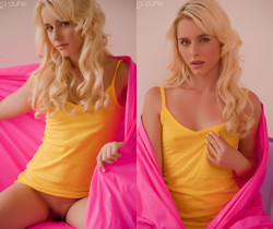 Kara Duhe in yellow tops and pink shawl spreading - Solo Sexy Gallery