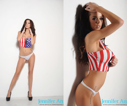 Jennifer teasing in her stars and stripes - Solo TGP