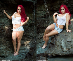 Harley strips naked under a waterfall - Solo Picture Gallery