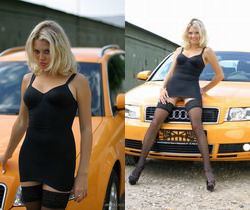 Valentina A - Yellow Car 1 - Erotic Beauty - Solo Sexy Photo Gallery