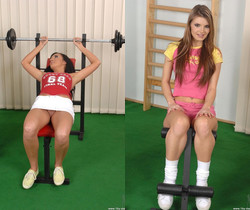 Indira, Suzie Carina - Hot Poontang Workin It At the Gym! - Lesbian TGP