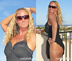 Natalie K - Playing outside in my little black dress - MILF Image Gallery