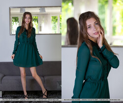 Mila Azul - Green Dress - MetArt - Solo Nude Pics