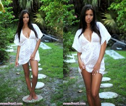 Janessa Brazil - See Through White Dress Strip down - Solo Sexy Photo Gallery