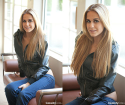 Cassidy Cole strips out of her sexy leather jacket - Solo Image Gallery