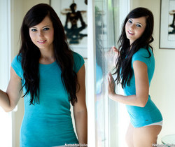 Natasha Belle - Bright Blue Shirt - Solo Nude Pics