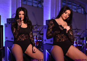 Charley S in her sexy black lace lingerie in the music room - Solo Nude Pics