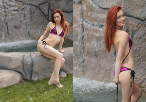 Taylor strips by the waterfall - Solo Picture Gallery