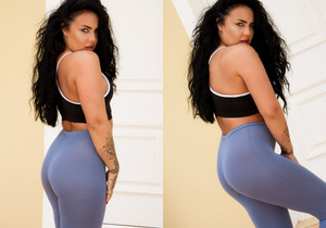 Olivia Paige Blue Leggings - Skin Tight Glamour - Solo Nude Gallery