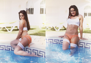 Kat Dee - Poolside Poseur - More Than Nylons - Solo Nude Pics