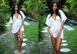 Janessa Brazil - See Through White Dress Strip down - Solo Sexy Photo Gallery