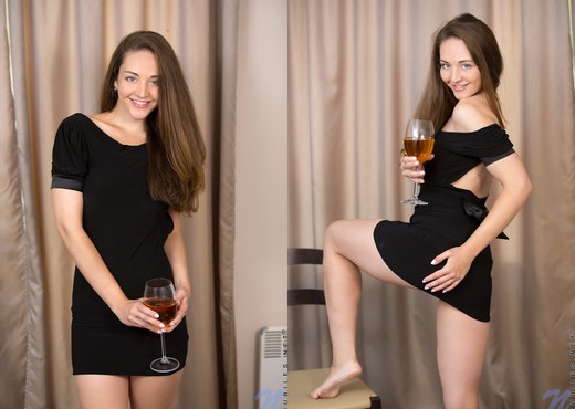 Quinn drinking wine & touching her pussy - Teen Sexy Photo Gallery