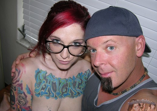 Tattooed Metalhead Babe Gives A Cock Jerking POV Handjob - Amateur TGP