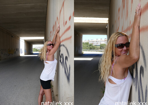 Natalie K - outdoor public flashing with no panties - MILF Image Gallery