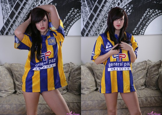 Autumn Riley - Blue & Yellow Soccer Jersey - Solo Picture Gallery