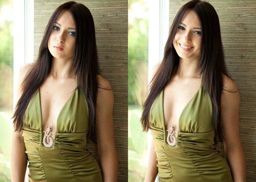 Natasha Belle - Green Dress - Solo HD Gallery
