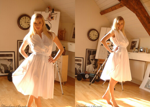 Hayley Marie Coppin - White Dress - Hayley's Secrets - Solo Picture Gallery