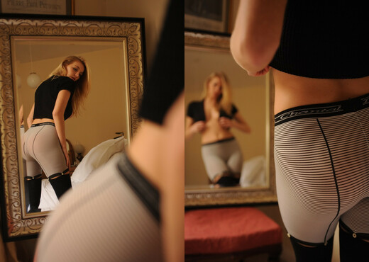 Hayley Marie Coppin - Stripey Tights - Hayley's Secrets - Solo Sexy Photo Gallery